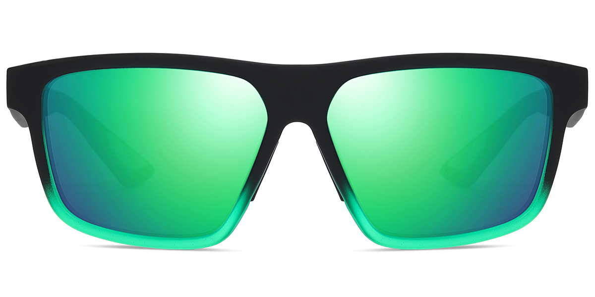 Gradient Black+Mirrored Green Polarized